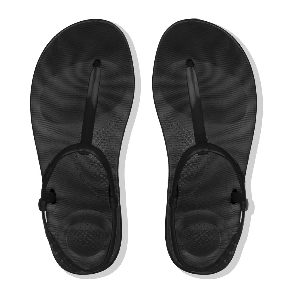 Fitflop Womens Sandals - Iqushion Splash Pearlised Back-strap - Black - 096-LXUMAE